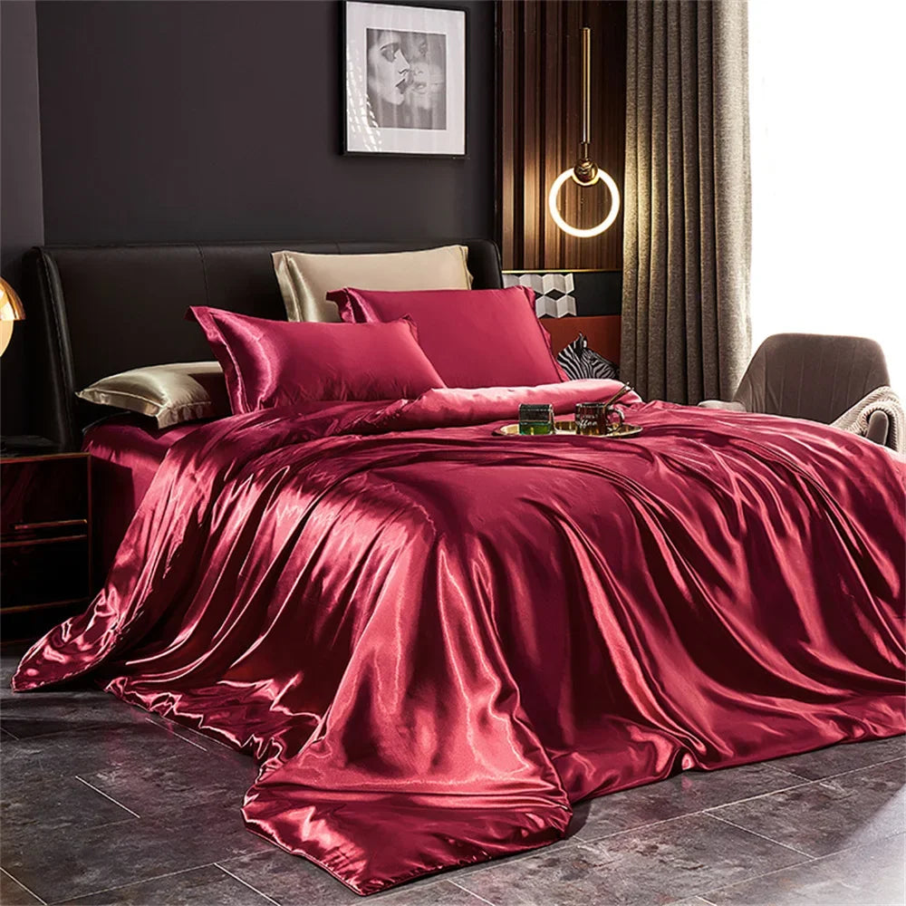 DecorBites™ Silk Bedding Set: Luxury Satin Sheets & Pillowcases